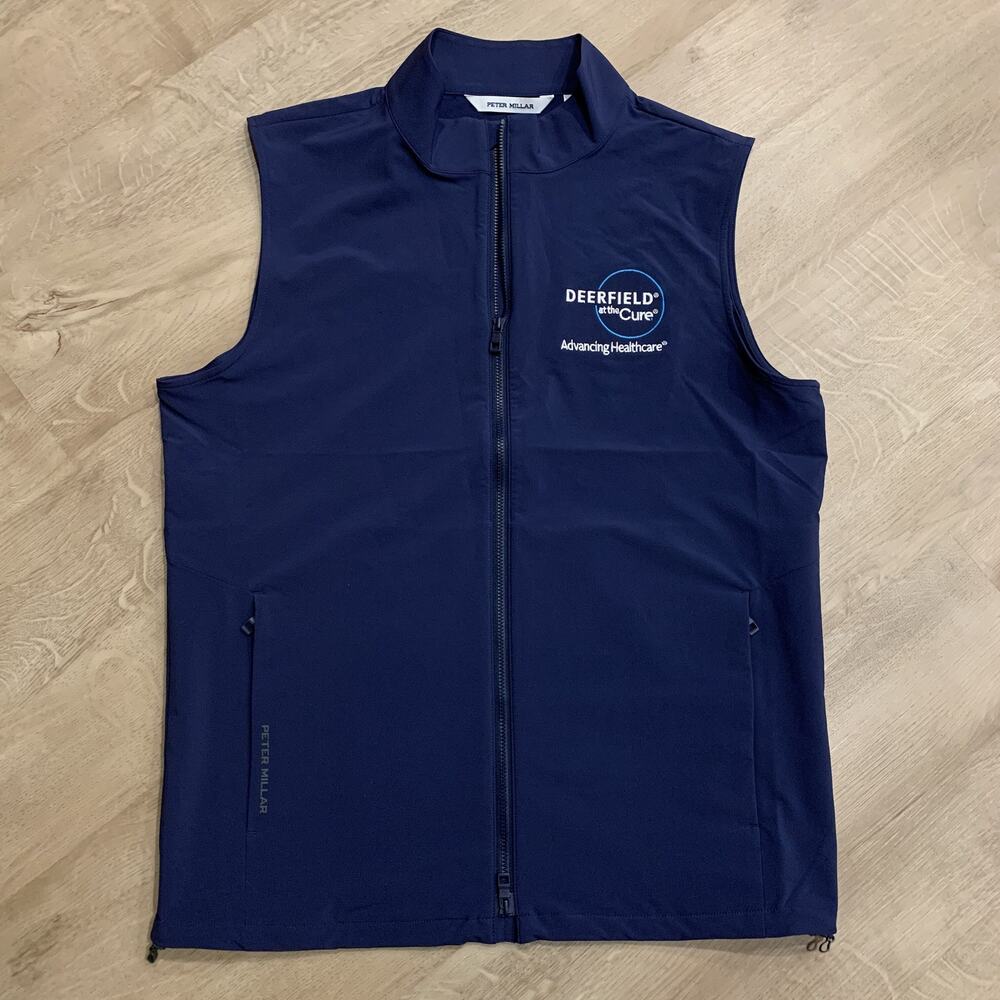 Peter Millar Dunes Vest Mens Small S Navy Blue Windbreaker Full Zip Stretch Golf
